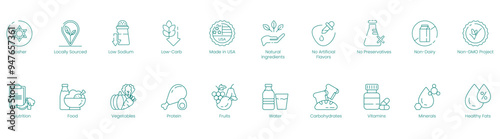 Quality and Dietary Standards Icons: Kosher, Locally Sourced, Low Sodium, Low Carb, Made in USA, Natural Ingredients, No Artificial Flavors, No Preservatives, Non-Dairy, Non-GMO Project, Nutrition