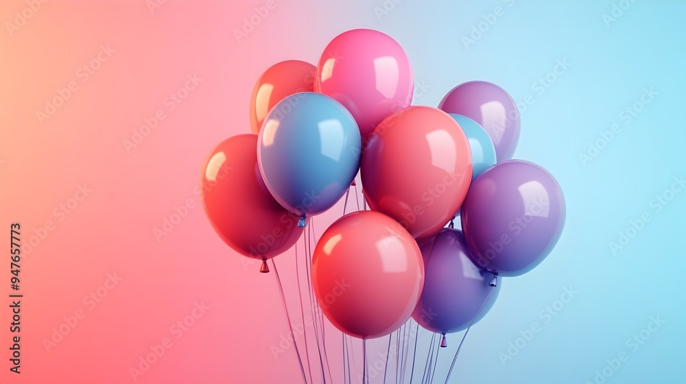 Vibrant Gradient Background with Clustered Balloons for Event Marketing and Minimalist Concepts Vibrant Gradient Background with Clustered Balloons for Event Marketing and Minimalist Concepts