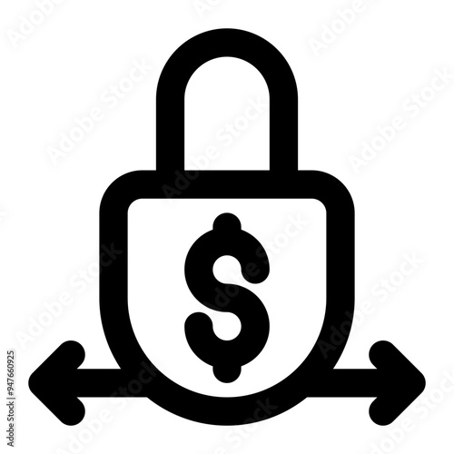 fixed cost, cost, lock, economic, business outline icon