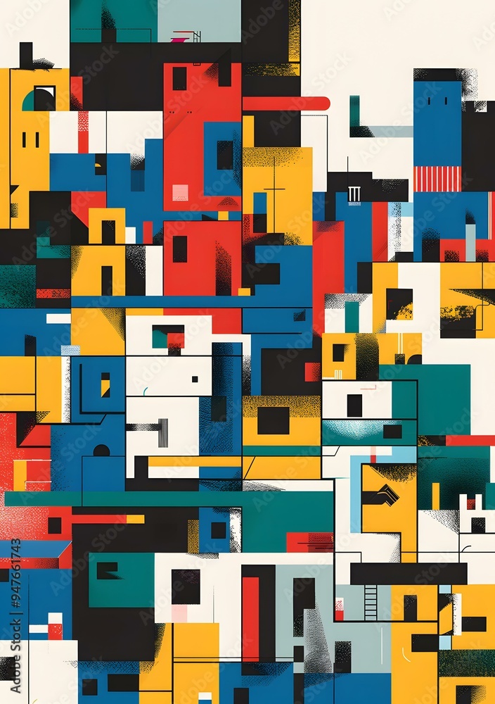 Abstract Colorful Geometric Cityscape Design Abstract Colorful Geometric Cityscape Design