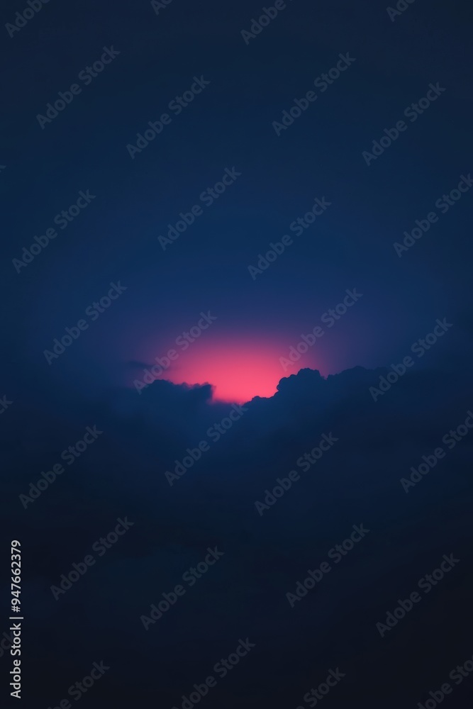 Pink sunset through clouds Pink sunset through clouds