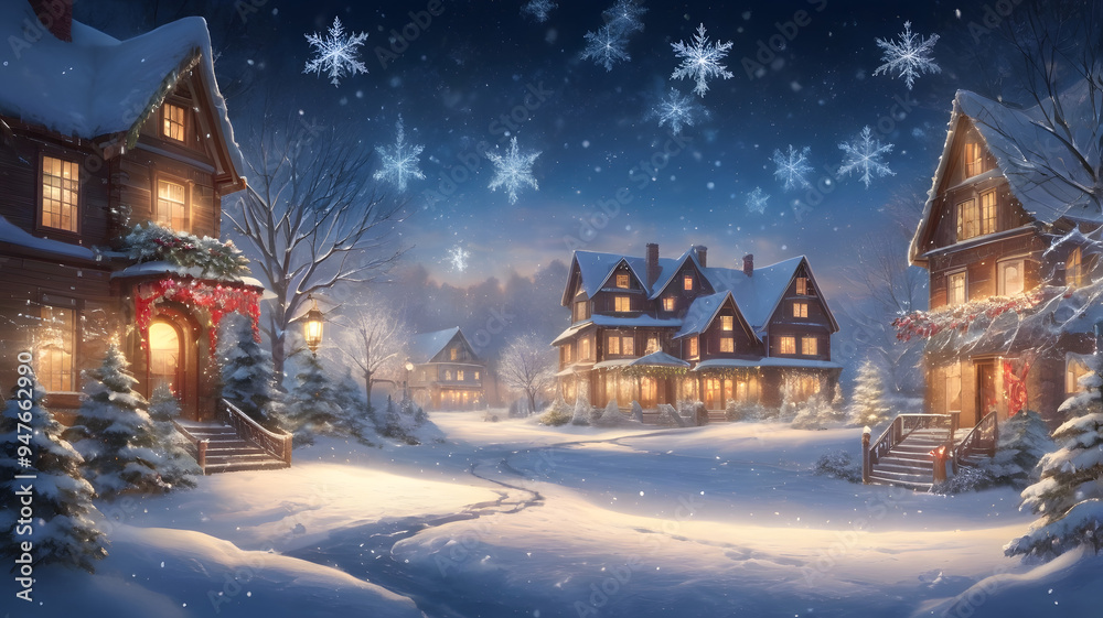 christmas night in the village, ai generated christmas night in the village, ai generated