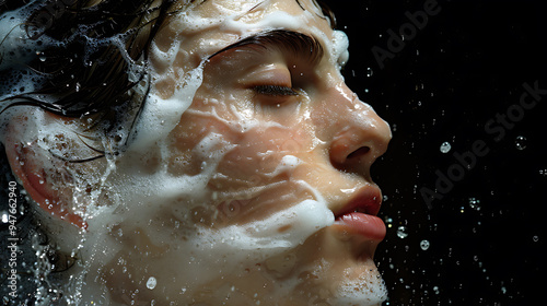 Obraz na płótnie man washing face w salonie