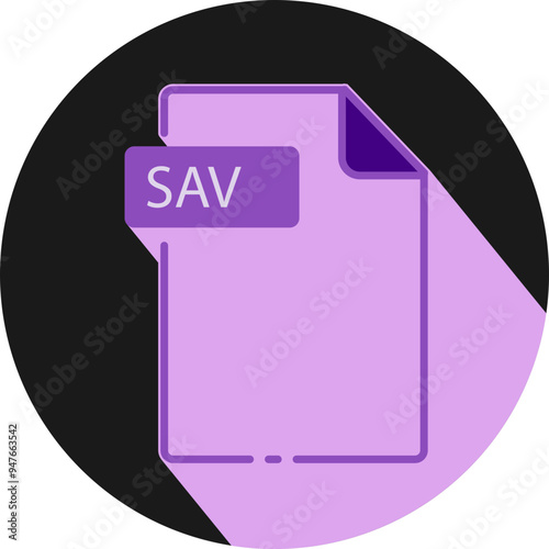 SAV File fomat minimal icon with circle outside photo