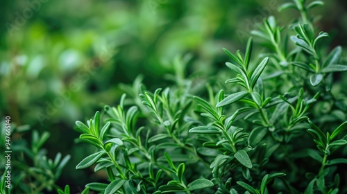 Savoury Herb Garden: Fresh Organic Summer Savory Leaves Closeup