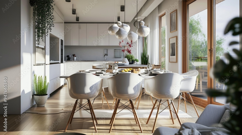 Scandinavian Dining Room: Modern and Luxurious Living Space with Stylish Dining Table and Chairs Scandinavian Dining Room: Modern and Luxurious Living Space with Stylish Dining Table and Chairs