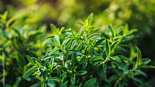 Savoury Summer Harvest: Organic Herb Garden with Lush Green Leaves