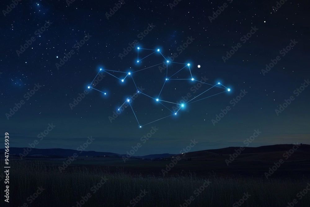 Stunning glowing cancer constellation amidst a starry night sky a cosmic digital art representation Stunning glowing cancer constellation amidst a starry night sky a cosmic digital art representation