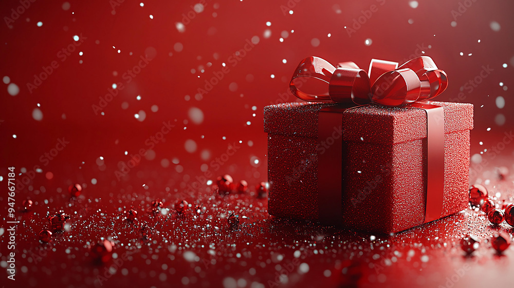 Red background sales poster with gift box, 3D animation vector design for shopping day special offers on social media and websites. Red background sales poster with gift box, 3D animation vector design for shopping day special offers on social media and websites.
