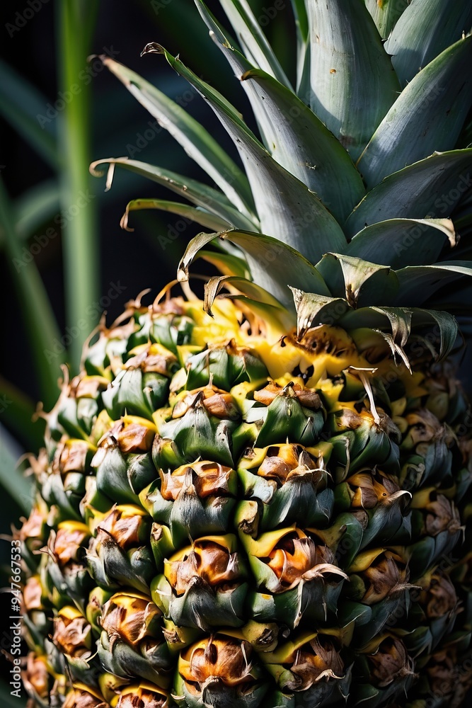 Fototapeta premium A highly details of pineapple, hight contrast in the afternoon