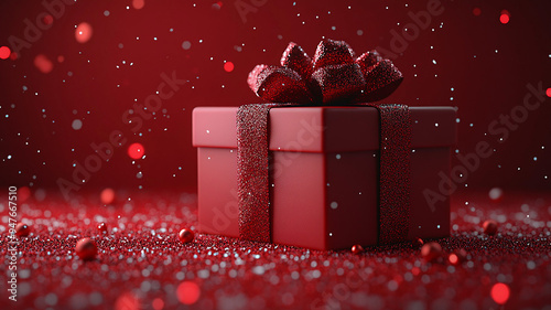 Special offer sales poster with a gift box on a red background, 3D animation vector design for social media and website use. photo