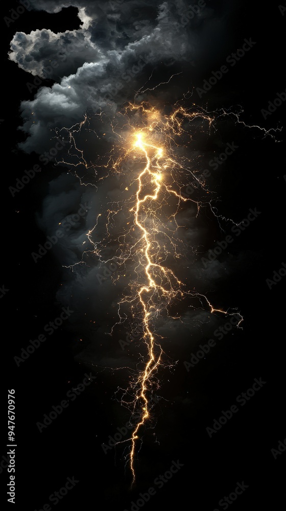 Naklejka premium Lightning bolt strikes dark sky