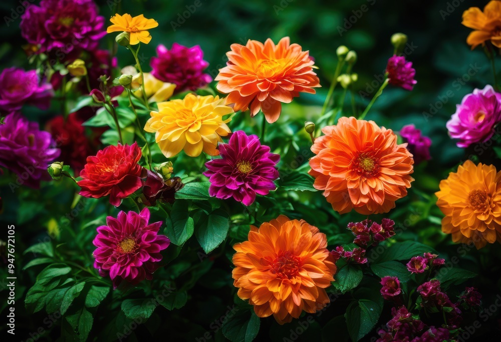 vibrant floral arrangements surrounded lush textured backgrounds showcasing abundance color natural beauty, flowers, blooms, petals, leaves, design vibrant floral arrangements surrounded lush textured backgrounds showcasing abundance color natural beauty, flowers, blooms, petals, leaves, design