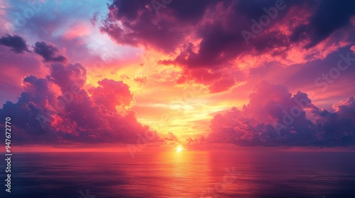 Spectacular Sunset Over the Ocean