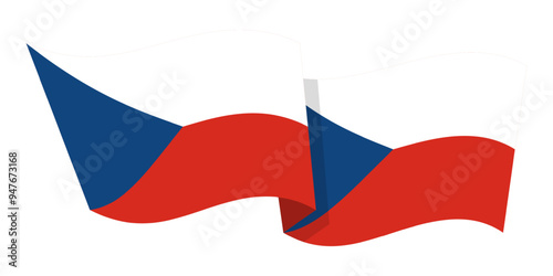 Vector illustration of wavy Czech Republic flag on transparent background
