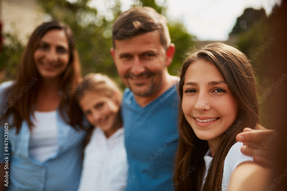 Portrait, family selfie and happy children at park with parents for love, pov or video call for connection. Face, profile picture and mother with father, sisters or girls together outdoor for holiday Portrait, family selfie and happy children at park with parents for love, pov or video call for connection. Face, profile picture and mother with father, sisters or girls together outdoor for holiday