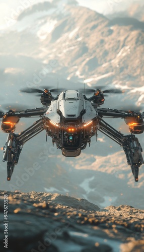 3d render of a military drone with fireframe design captured in a stunning photography shot photo