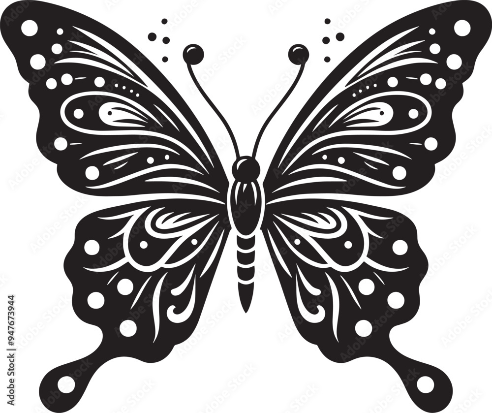 Beautiful butterfly insect silhouette illustration isolated on a white background