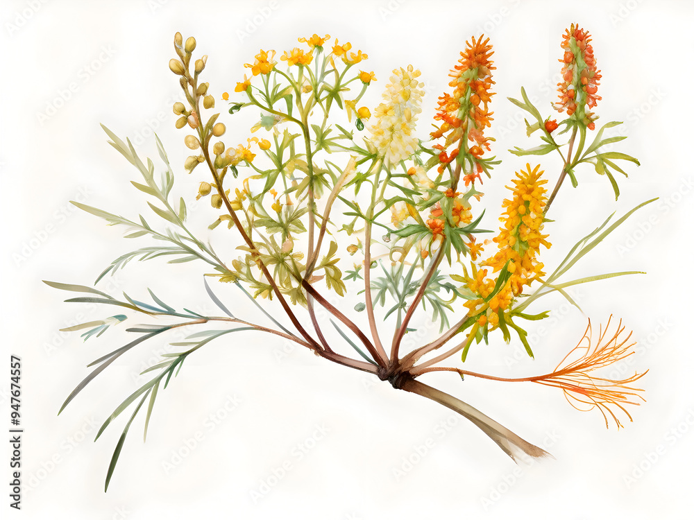 Dodder Watercolor Flower Plant Nature Art Dodder Watercolor Flower Plant Nature Art