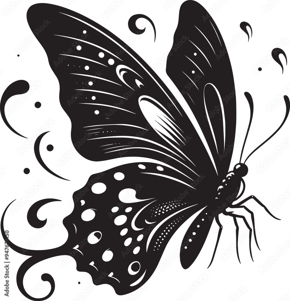 Obraz premium Beautiful butterfly insect silhouette illustration isolated on a white background