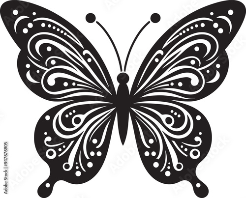 Beautiful butterfly insect silhouette illustration isolated on a white background