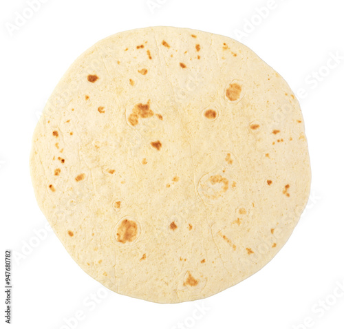 Plain tortilla wrap on transparent background. png file