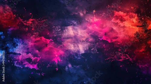 Abstract splashes of bright colors on a dark background, with a clear central area for text, dynamic and vibrant