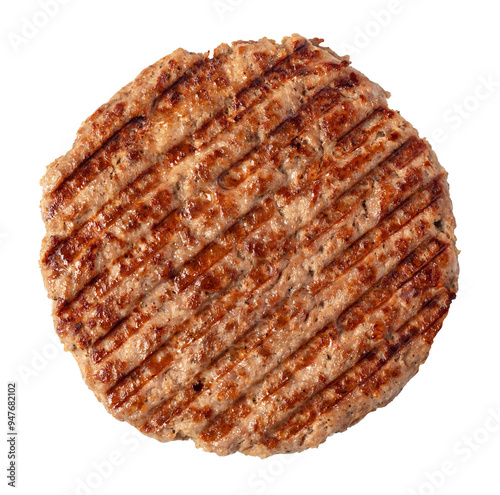 freshly grilled burger meat Isolated on transparent background. png file