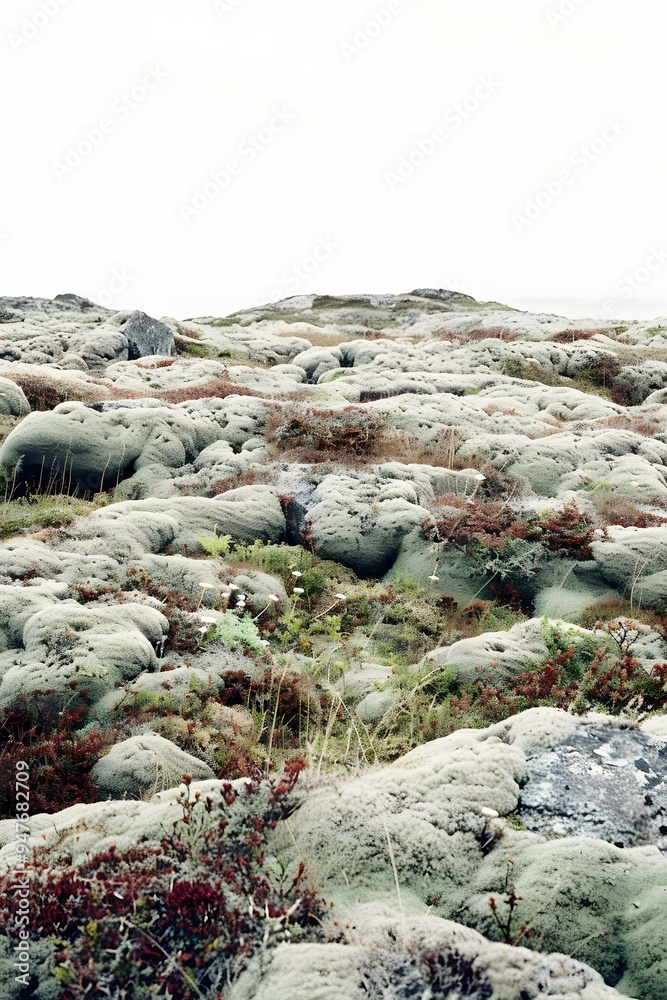 Green Moss Covered Rocks and Plants
