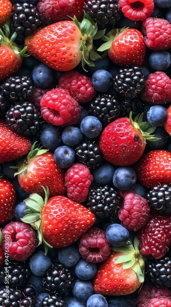 Colorful Background of Fresh Berries: Strawberries, Blueberries, Raspberries, and Blackberries Colorful Background of Fresh Berries: Strawberries, Blueberries, Raspberries, and Blackberries