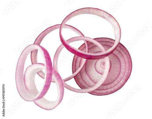 Slika na platnu Sliced red onion isolated. png file