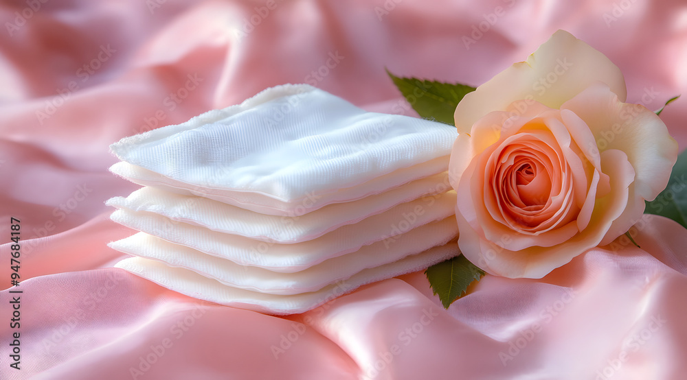 A Stack of White Disposable Pads on Pink Fabric with Rippled Texture, Ideal for Feminine Hygiene Product Advertisements
A Stack of White Disposable Pads on Pink Fabric with Rippled Texture, Ideal for Feminine Hygiene Product Advertisements