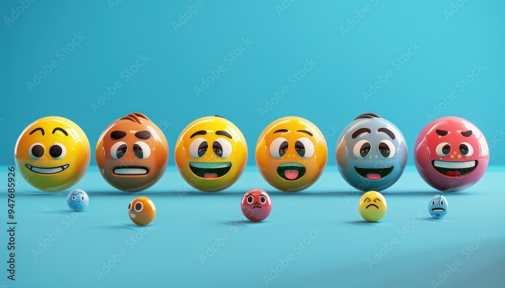 Craft an array of playful, cartoon-style emoji faces, each expressing unique emotions, perfect for digital communication. Craft an array of playful, cartoon-style emoji faces, each expressing unique emotions, perfect for digital communication.