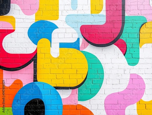 Urban graffiti wall with a fusion of bold colors and abstract shapes, a street art background full of energy and culture