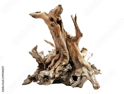 A piece of driftwood with intricate shapes, often used for decoration or aquariums.