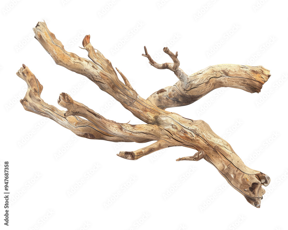 A twisted piece of driftwood with natural textures and colors, ideal for decoration or crafting. A twisted piece of driftwood with natural textures and colors, ideal for decoration or crafting.