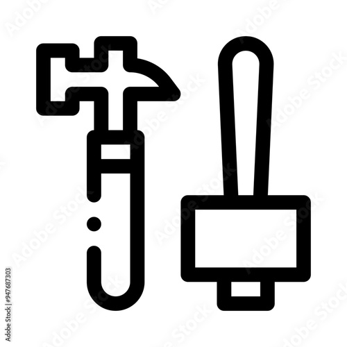 hammer line icon