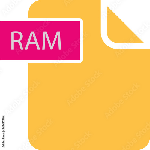 RAM File format icon in 2 colors and side contour