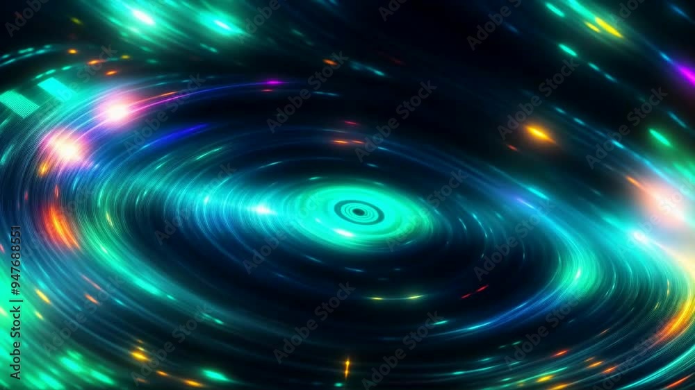 abstract digital backdrop with dynamic neon circle ring rotate in 3D futuristic space. ideal for technological workflows, neural networks, ai, data transmission. looped animation. seamless footage. abstract digital backdrop with dynamic neon circle ring rotate in 3D futuristic space. ideal for technological workflows, neural networks, ai, data transmission. looped animation. seamless footage.