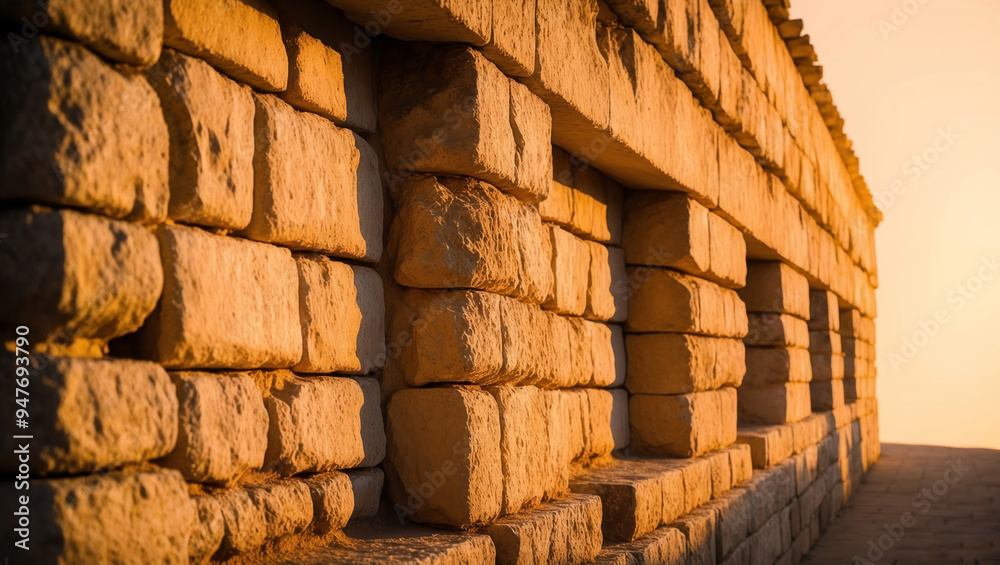 Golden Hour Light Enhancing the Texture of a Rough Stone Wall for Warm Visuals Golden Hour Light Enhancing the Texture of a Rough Stone Wall for Warm Visuals