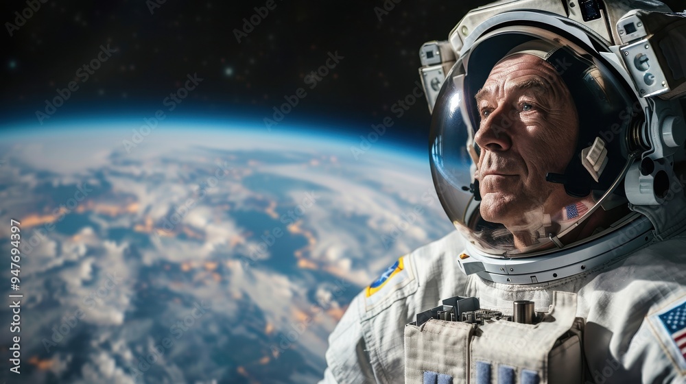 Astronaut Gazing at Earth from Space Astronaut Gazing at Earth from Space