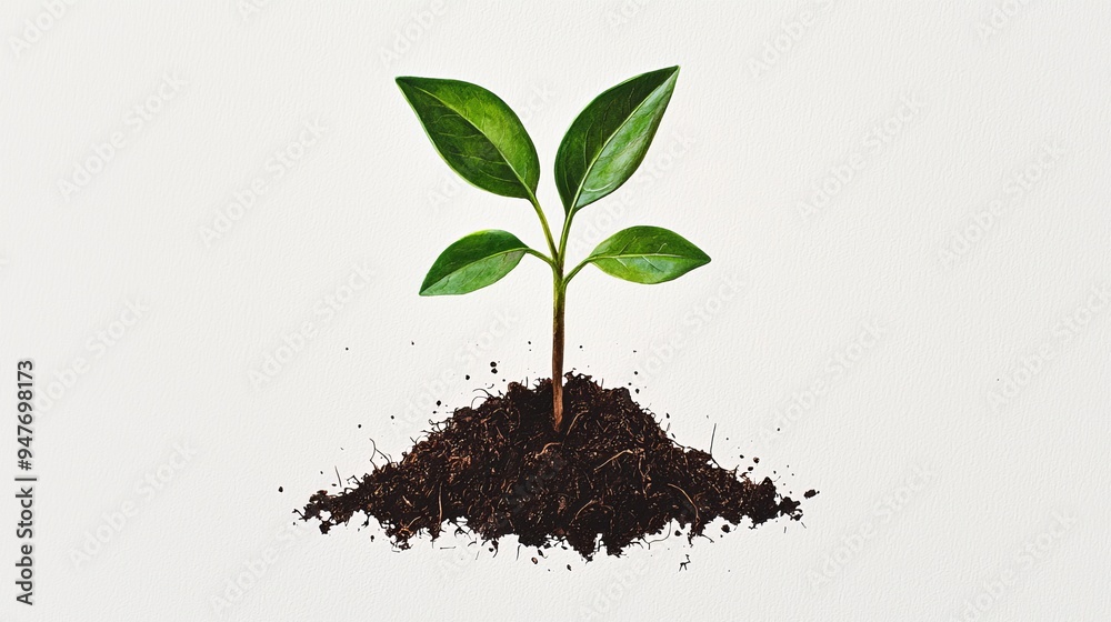 New life emerging, soil and roots, chemical-free, clean composition, watercolor style New life emerging, soil and roots, chemical-free, clean composition, watercolor style