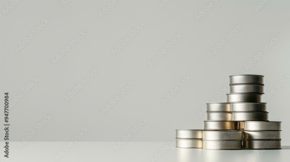 stylish, modern arrangement of several tins of nicotine pouches stacked on each stylish, modern arrangement of several tins of nicotine pouches stacked on each