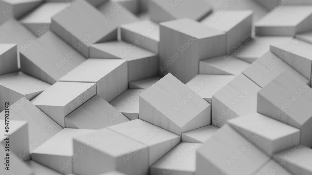 Modern 3d render abstract cubic surface white light meta shapes wooden square blocks bricks cubes moving up down in loop wave animation motion design art background business presentation wallpaper ads Modern 3d render abstract cubic surface white light meta shapes wooden square blocks bricks cubes moving up down in loop wave animation motion design art background business presentation wallpaper ads