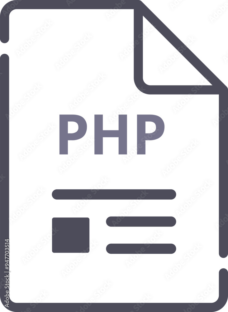PHP File icon fill rounded corners bold outline