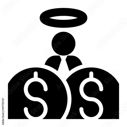 angel investor, investor, angel, philanthropist, business solid or glyph icon