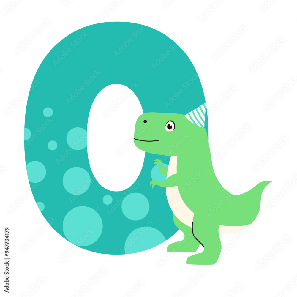 0 Zero Number With Cute Dino 0 Zero Number With Cute Dino