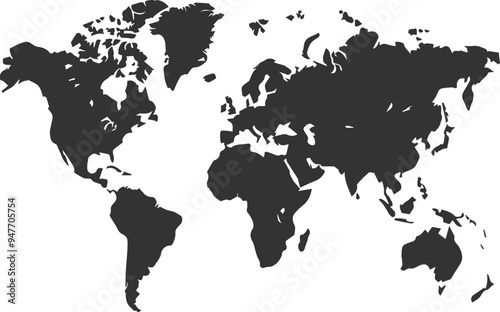 Fototapeta Naklejka Na Ścianę i Meble -  silhouette of world map vector art illustration isolated white background