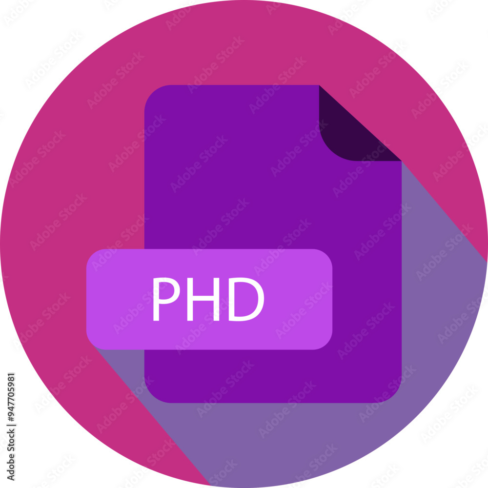 PHD File extension icon with black shadow circular icon PHD File extension icon with black shadow circular icon