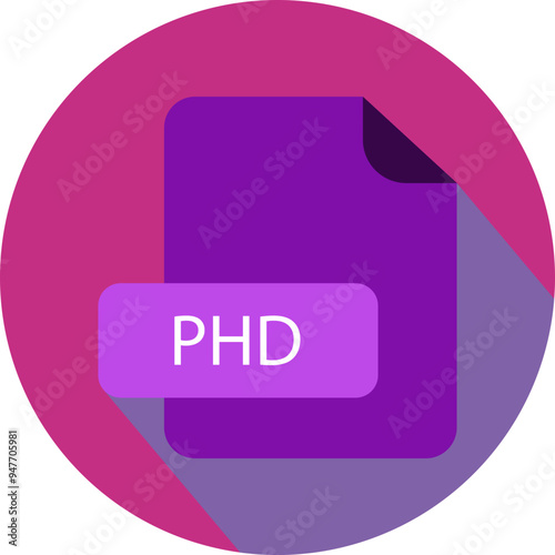 PHD File extension icon with black shadow circular icon